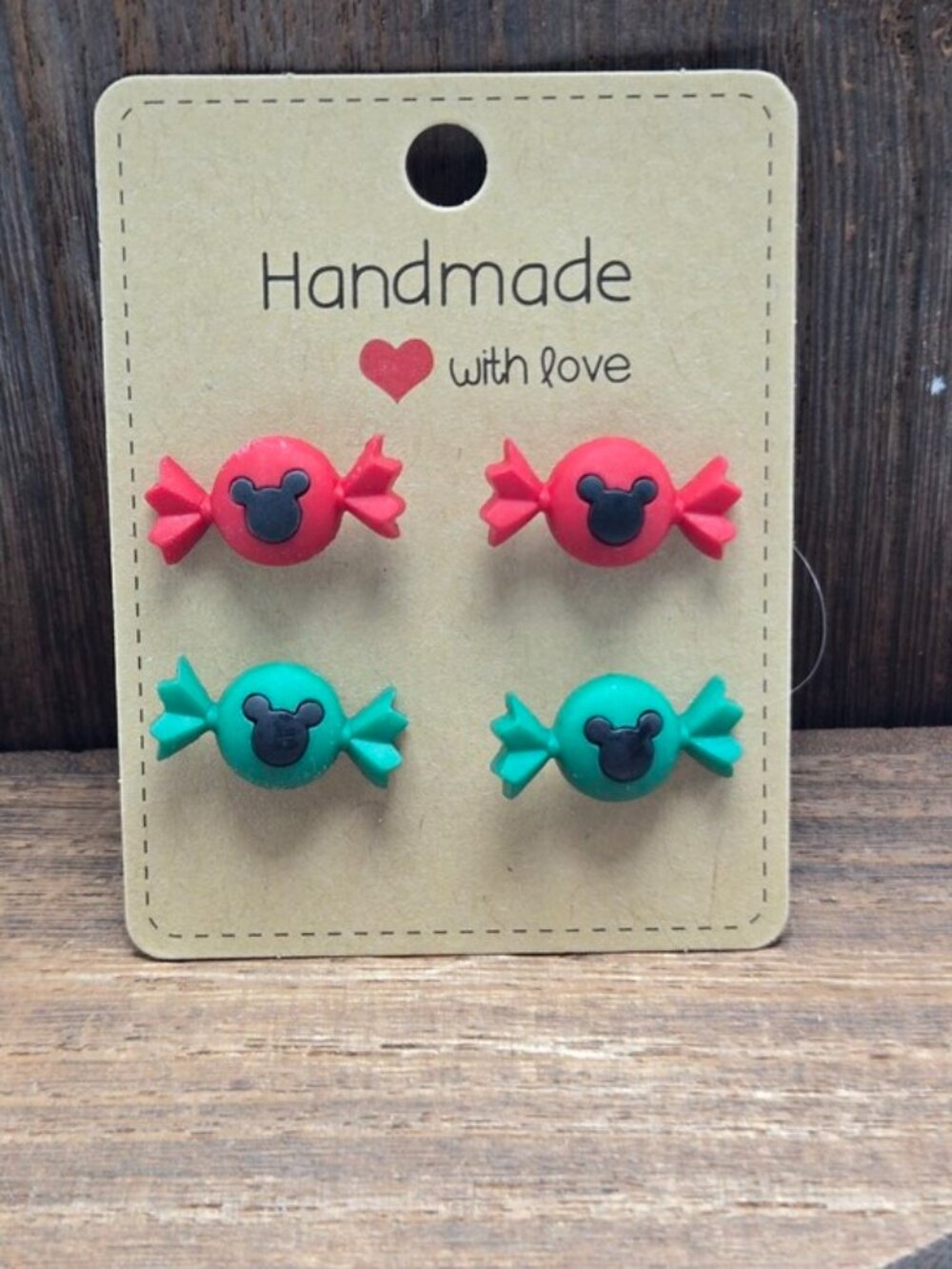 NWT 2 Pairs Disney Christmas Candy Earrings Pierced Stud Light Weight Fashion